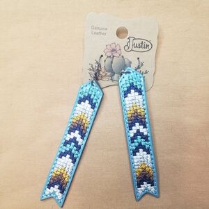 Justin Boots Kids' Blue and Gold Patterned Belt
